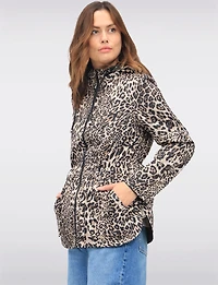 Anorak Réversible à Cordon de Serrage & Capuche Motif Uni-Leopard par Froccella