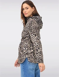 Anorak Réversible à Cordon de Serrage & Capuche Motif Uni-Leopard par Froccella