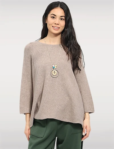 Pull en Tricot à Manches Longues Col Rond avec Collier par Froccella