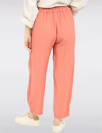 Pantalon Léger Taille Élastique avec Applique de Fleurs & Poches par Froccella