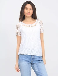 Haut En Maille Crochet Manches Courtes à Col Rond par Froccella