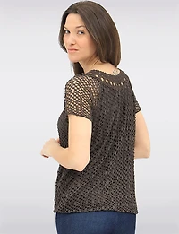 Haut En Maille Crochet Manches Courtes à Col Rond par Froccella