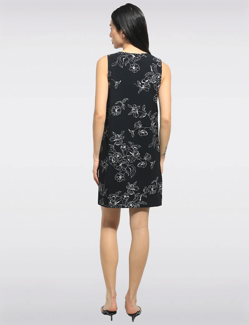Robe droite sans manches à motif floral croquis par Perle