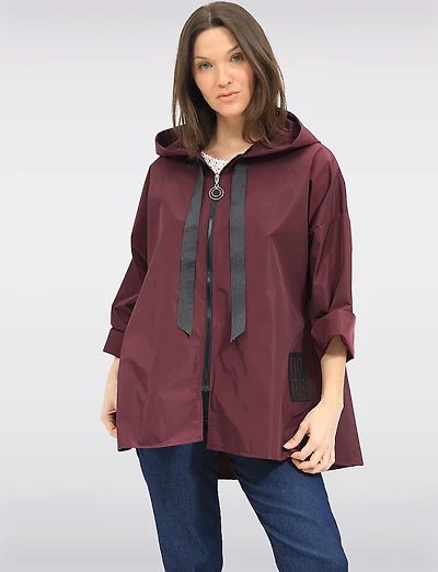 Veste Court Ample Longue Ultra-légère À Capuche & Cordon en Ruban par Froccella