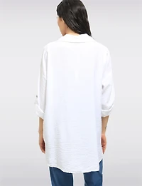 Chemise Ample À Boutons Imprimé Floral Métallisé Et Perles Par Froccella