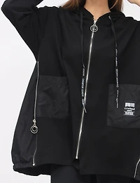 Veste Oversize à Capuche Zippée & Panneaux Sur Les Côtés par Froccella