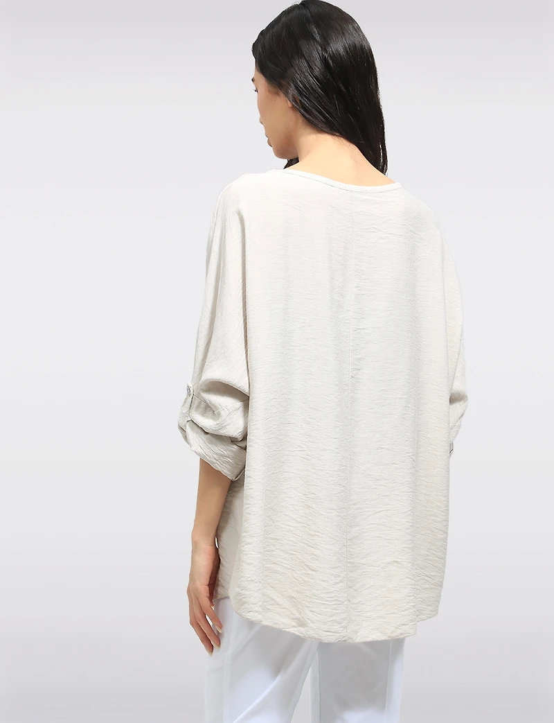 Haut Ample Avec Motif Cœur Argenté Et Manches 3/4 Ajustables Par Froccella