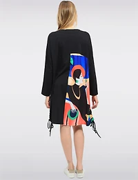 Robe T-shirt À Manches Longues, Col Rond Et Imprimé Multicolore Par Froccella
