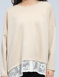 Tunique Coupe Ample Douce À Ourlet en Dentelle Au Crochet Blanche Par Froccella