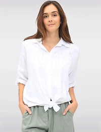 Chemise Froissée Légère  Manches 3/4 Avec Strass Sur Le Devant par Froccella