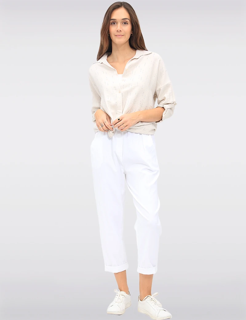Chemise Froissée Légère À Manches 3/4 Avec Strass Sur Le Devant Par Froccella
