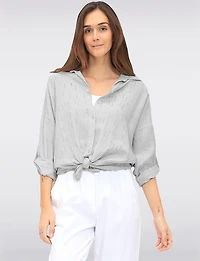 Chemise Froissée Légère  Manches 3/4 Avec Strass Sur Le Devant par Froccella