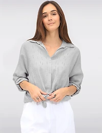 Chemise Froissée Légère  Manches 3/4 Avec Strass Sur Le Devant par Froccella