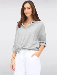 Chemise Froissée Légère  Manches 3/4 Avec Strass Sur Le Devant par Froccella