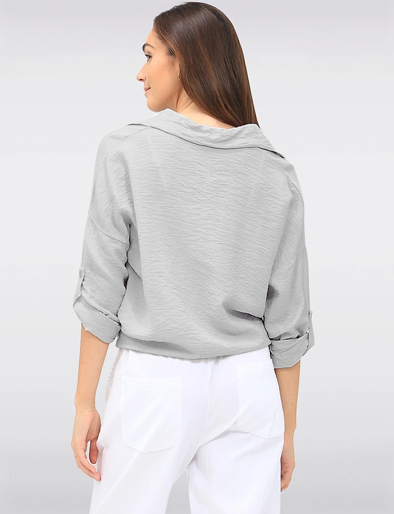 Chemise Froissée Légère  Manches 3/4 Avec Strass Sur Le Devant par Froccella