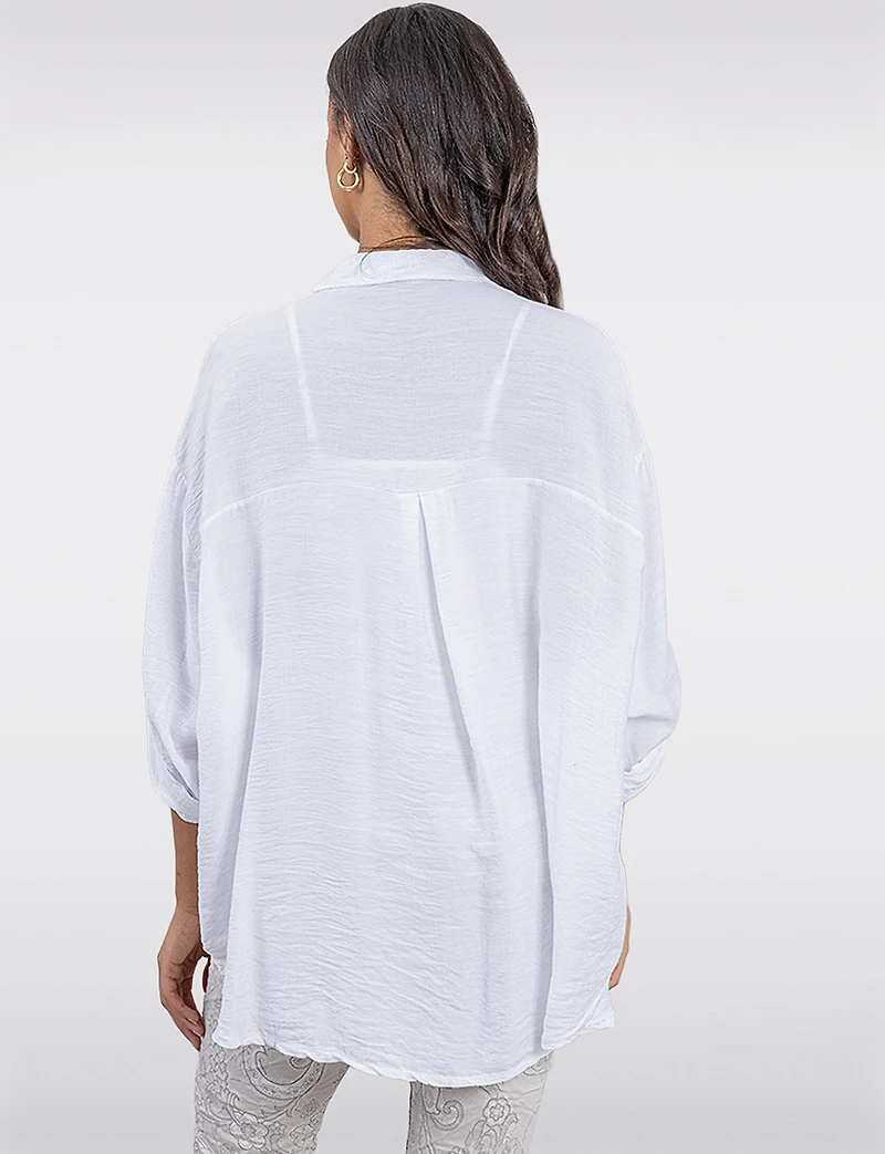 Chemise Légère Froissée Fluide à Boutons Avec Manches Ajustables par Froccella