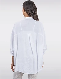 Chemise Légère Froissée Fluide à Boutons Avec Manches Ajustables par Froccella
