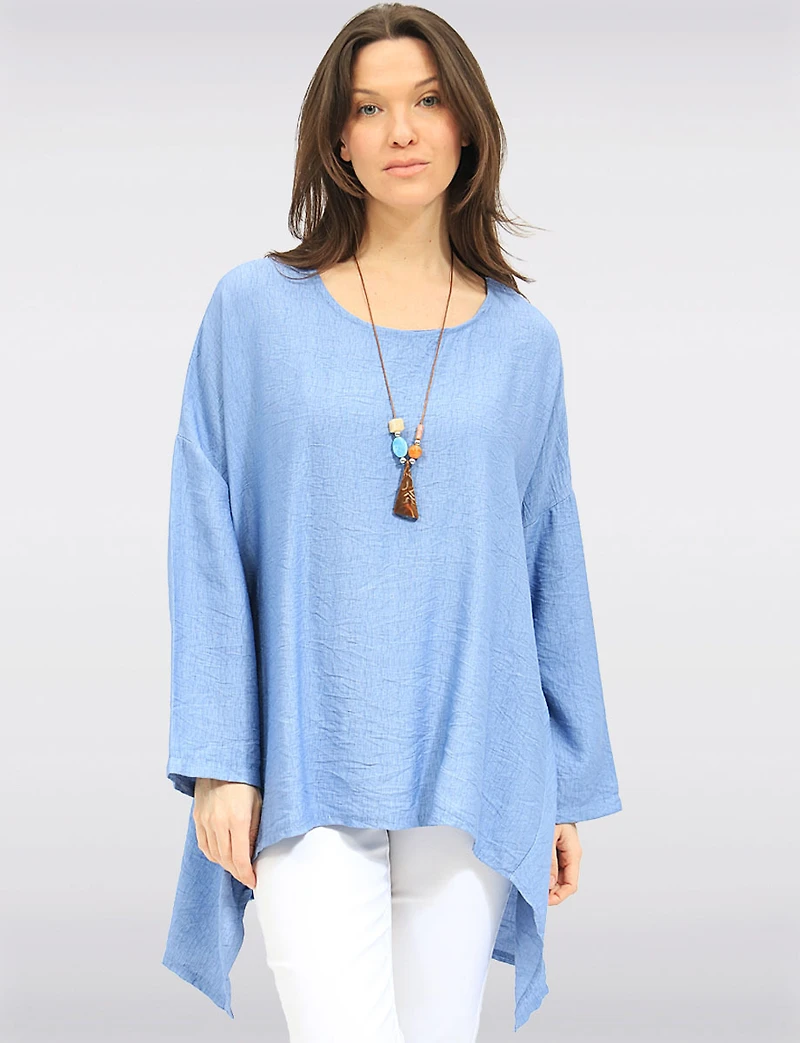 Tunique Froissée à Ourlet Asymétrique Manches Longues et Collier par Froccella