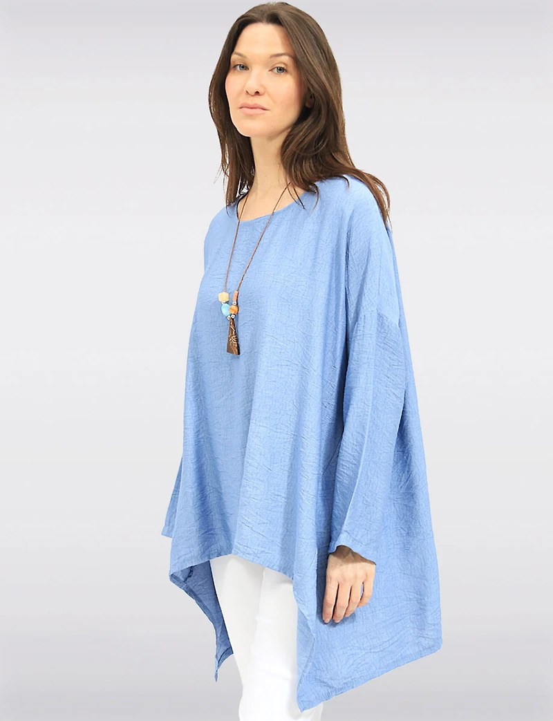 Tunique Froissée à Ourlet Asymétrique Manches Longues et Collier par Froccella