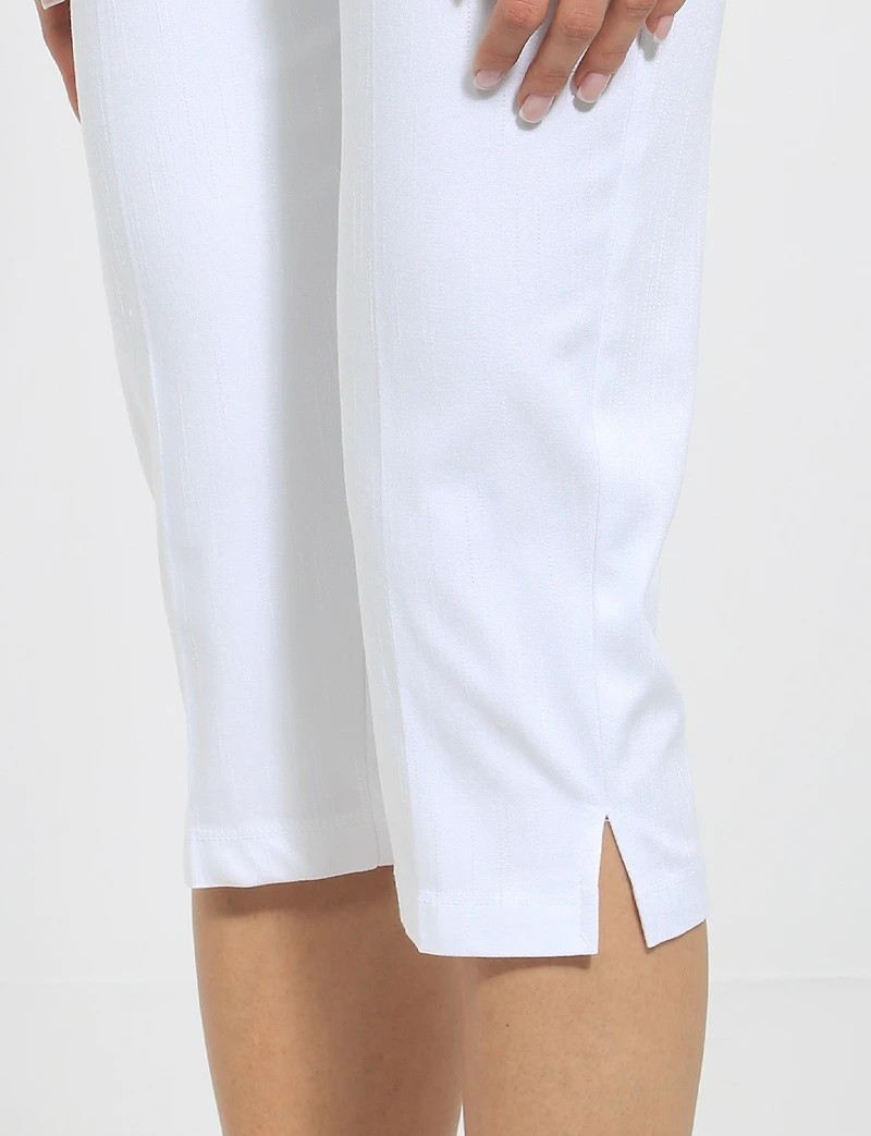 Pantalon Capri Extensible à Taille Élastique avec Poches -Coupe Ajusté par Perle