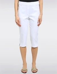 Pantalon Capri Extensible à Taille Élastique avec Poches -Coupe Ajusté par Perle