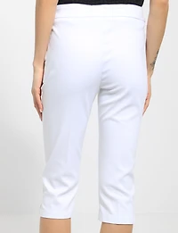 Pantalon Capri Extensible à Taille Élastique avec Poches -Coupe Ajusté par Perle