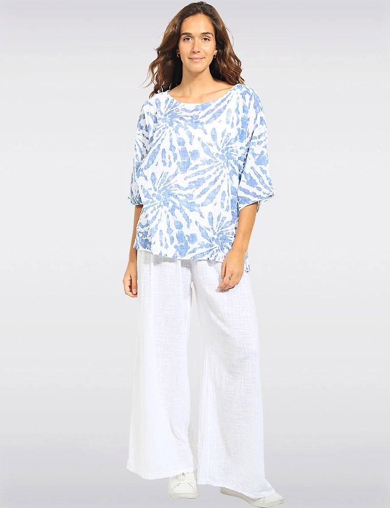 Haut Décontracté en Coton À Manches Courtes & Imprimé Tie-dye Par Froccella
