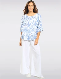 Haut Décontracté en Coton À Manches Courtes & Imprimé Tie-dye Par Froccella