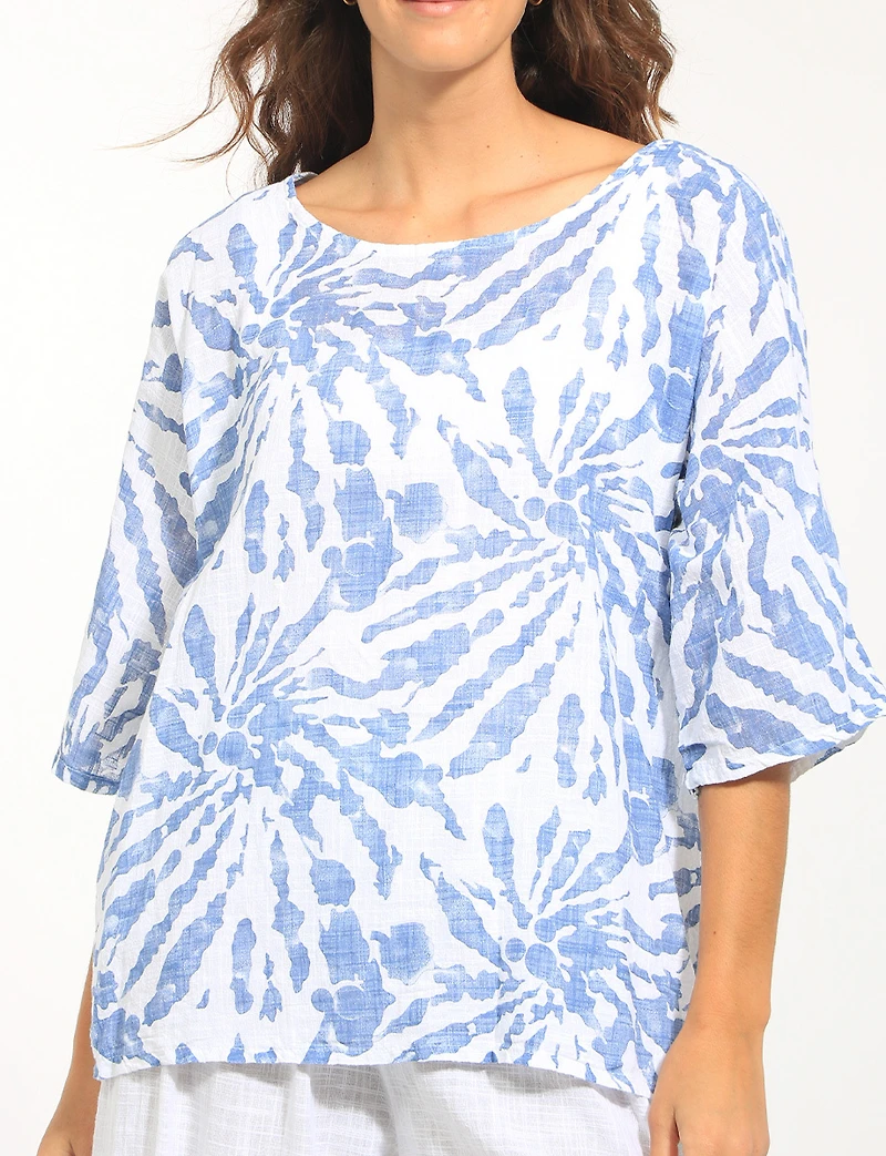 Haut Décontracté en Coton À Manches Courtes & Imprimé Tie-dye Par Froccella