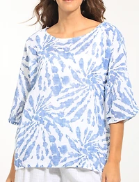 Haut Décontracté en Coton À Manches Courtes & Imprimé Tie-dye Par Froccella
