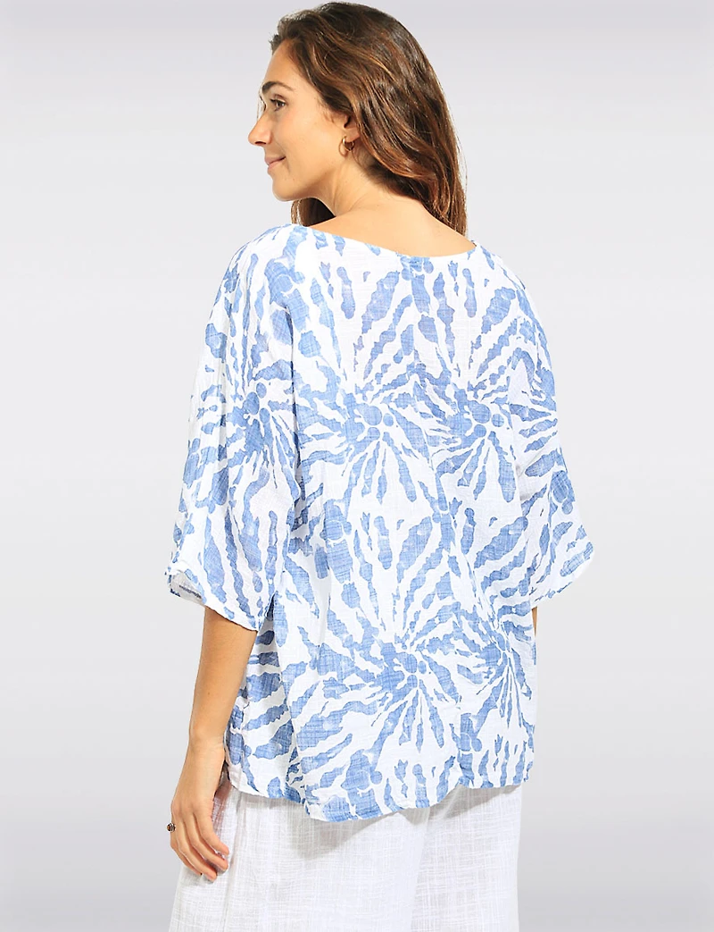Haut Décontracté en Coton À Manches Courtes & Imprimé Tie-dye Par Froccella