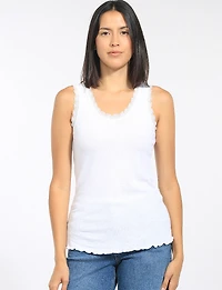 Camisole Ajustée En Tricot De Coton Léger Avec Bordure Dentelle Par Froccella