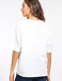 Haut En Coton Oversize Avec Manches Dolman Et Motif Femme Papillon par Froccella