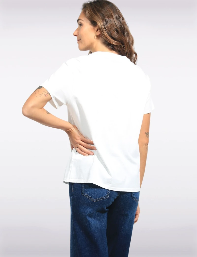 T-shirt En Coton À Manches Courtes Avec Imprimé Vélo & Marguerites par Froccella