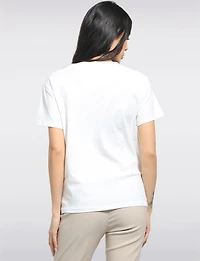 T-shirt En Coton À Manches Courtes Avec Motif Sac Main Fleuri par Froccella
