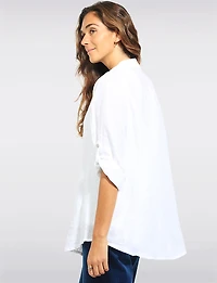 Chemise en Lin Léger à Broderie Florale et Manches Ajustables par Froccella