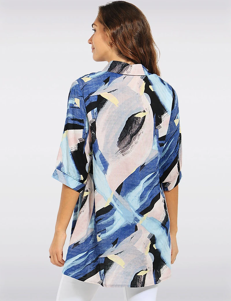 Chemise À Col Boutonné Et Manches Courtes Avec Motif Abstrait Par Stella Morgan