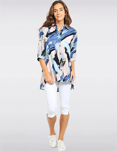 Chemise À Col Boutonné Et Manches Courtes Avec Motif Abstrait Par Stella Morgan