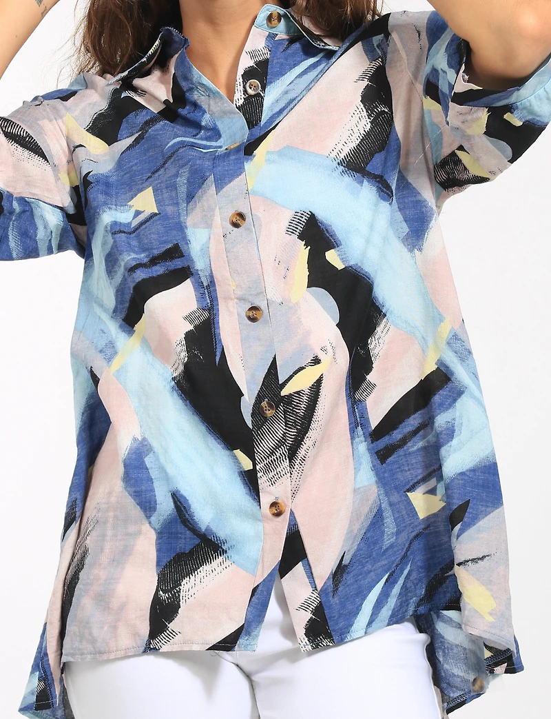 Chemise À Col Boutonné Et Manches Courtes Avec Motif Abstrait Par Stella Morgan
