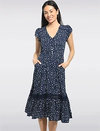 Robe Évasée À Manches Courtes Tulipes À Pois Avec Dentelle Par Stella Morgan