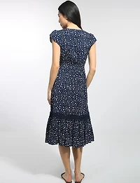 Robe Évasée À Manches Courtes Tulipes À Pois Avec Dentelle Par Stella Morgan