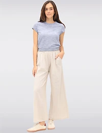 Pantalon Large à Enfiler en Coton avec Taille Élastique & Poches par Froccella