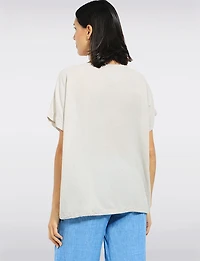 Haut Manches Courtes en Coton Coupe Ample Avec Poche Crochet Par Froccella