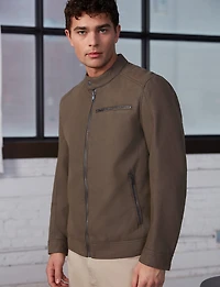 Blouson Moto Homme en Cuir Végane Effet Suédé – Poignets Zippés par Projek Raw