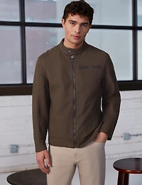 Blouson Moto Homme en Cuir Végane Effet Suédé – Poignets Zippés par Projek Raw