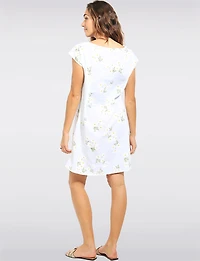 Robe en Lin à Imprimé Marguerites Avec Détail Tricot et Poches par Froccella
