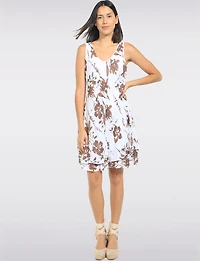 Robe Légère Sans Manches à Col V Imprimé Floral en Tissu Froissé par Froccella