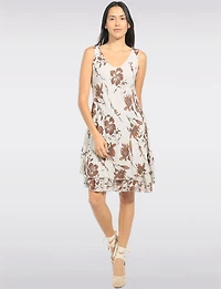 Robe Légère Sans Manches à Col V Imprimé Floral en Tissu Froissé par Froccella