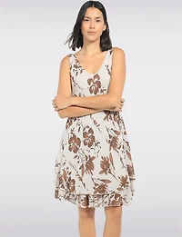 Robe Légère Sans Manches à Col V Imprimé Floral en Tissu Froissé par Froccella