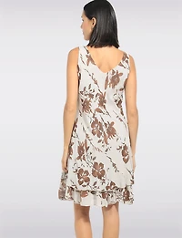 Robe Légère Sans Manches à Col V Imprimé Floral en Tissu Froissé par Froccella